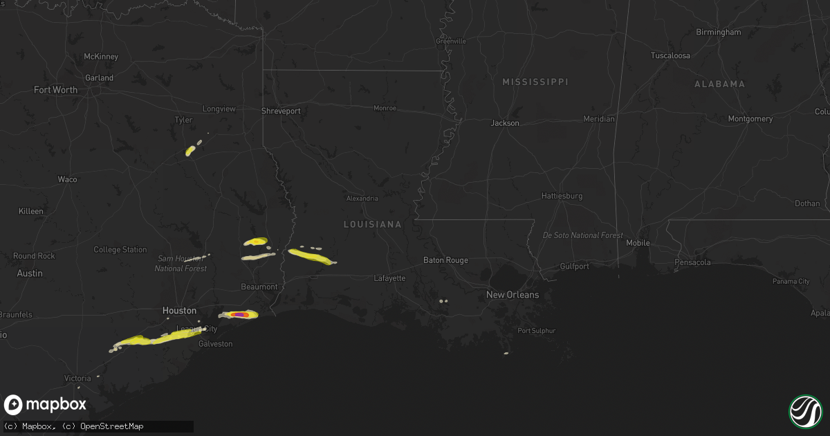 Hail map in Louisiana on February 26, 2019