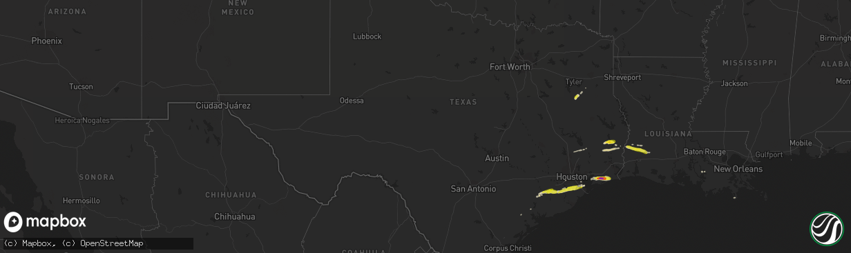 Hail map in Texas on February 26, 2019