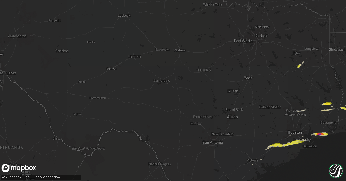 Hail map in Texas on February 26, 2019