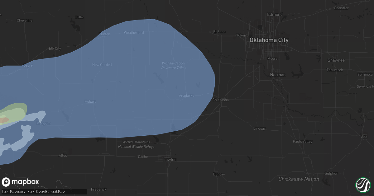 Hail map in Anadarko, OK on February 26, 2023