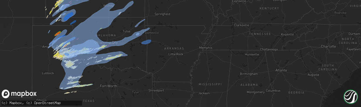 Hail map in Arkansas on February 26, 2023