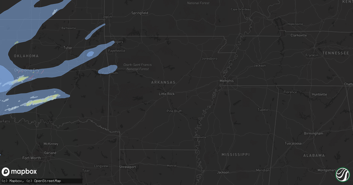 Hail map in Arkansas on February 26, 2023