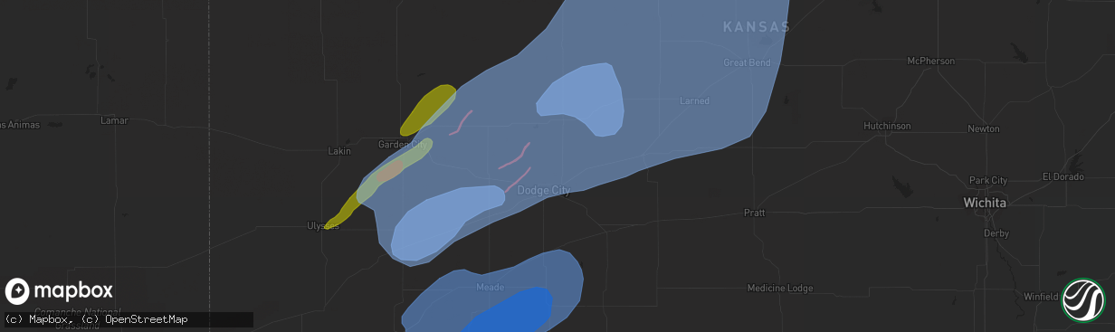 Hail map in Beaver, OK on February 26, 2023