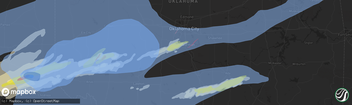 Hail map in Blanchard, OK on February 26, 2023