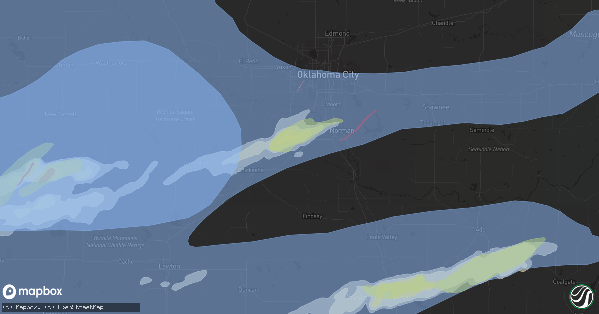 Hail map in Blanchard, OK on February 26, 2023