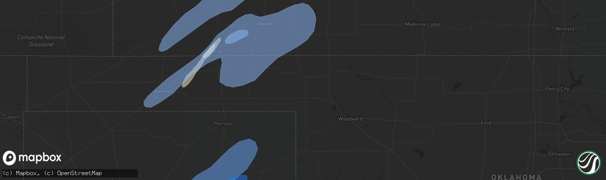 Hail map in Borger, TX on February 26, 2023