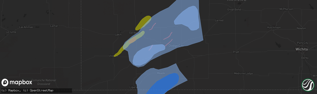 Hail map in Cimarron, KS on February 26, 2023