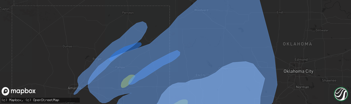 Hail map in Clinton, OK on February 26, 2023