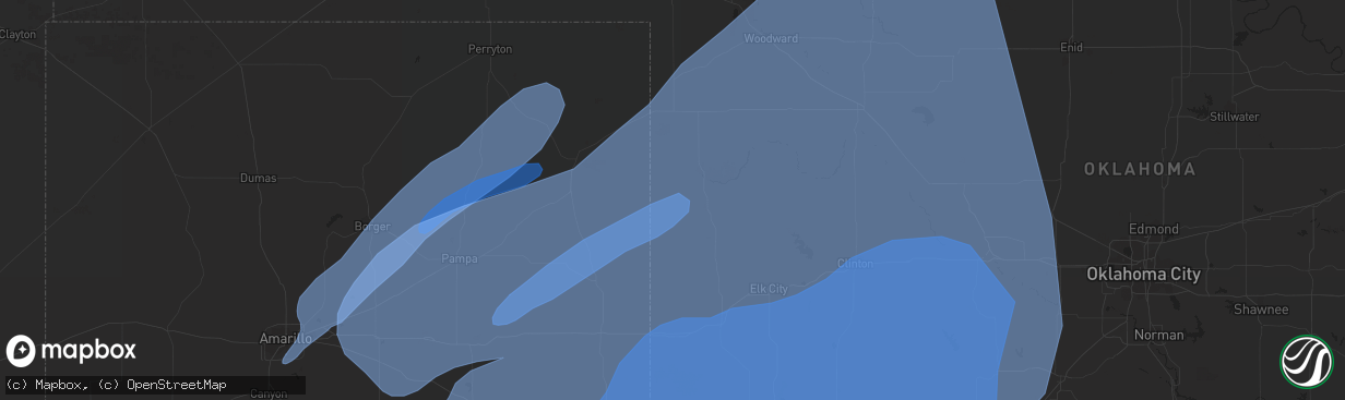 Hail map in Elk City, OK on February 26, 2023