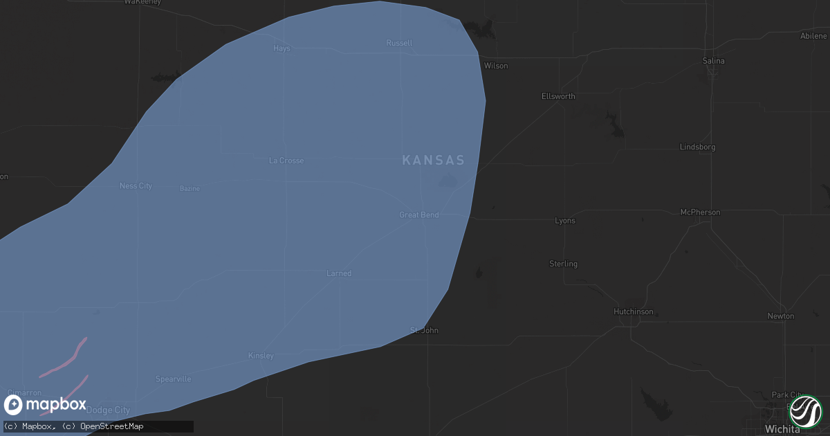Hail map in Great Bend, KS on February 26, 2023