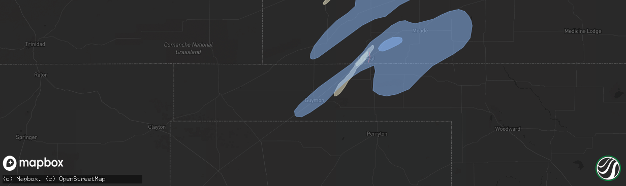 Hail map in Guymon, OK on February 26, 2023