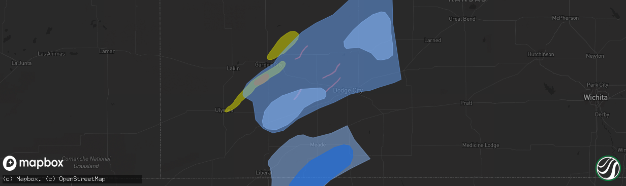 Hail map in Hanston, KS on February 26, 2023