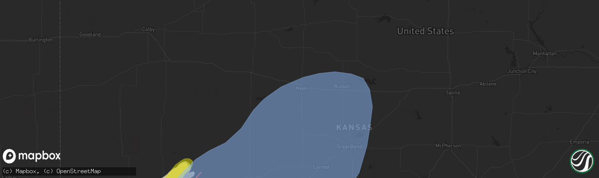 Hail map in Hays, KS on February 26, 2023