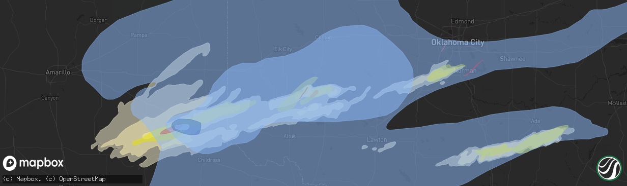 Hail map in Hobart, OK on February 26, 2023