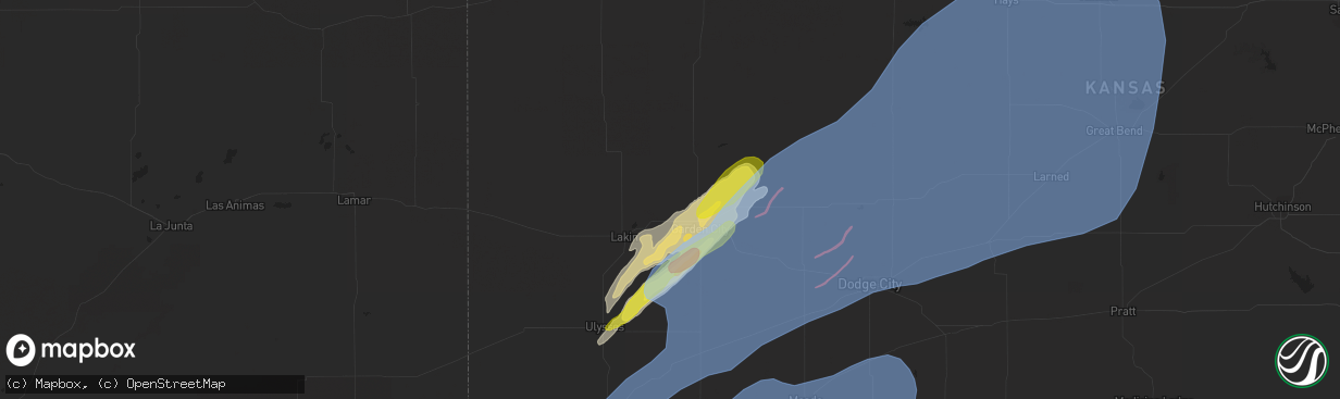 Hail map in Holcomb, KS on February 26, 2023