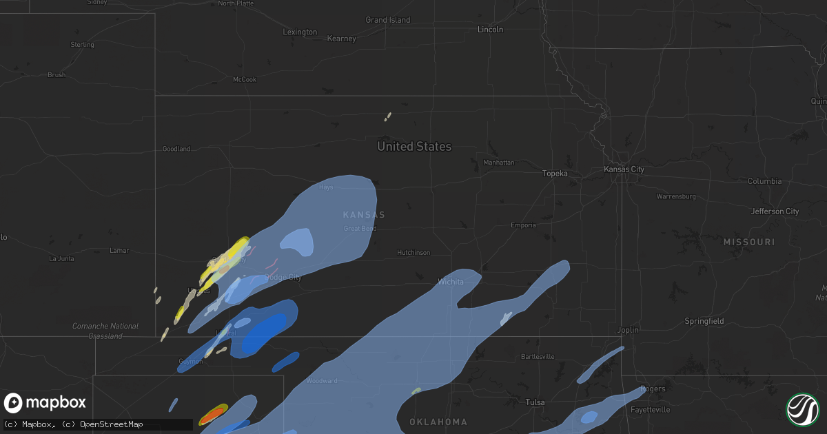 Hail map in Kansas on February 26, 2023