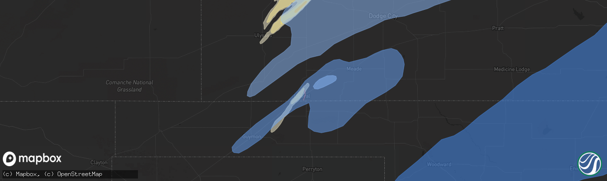 Hail map in Liberal, KS on February 26, 2023