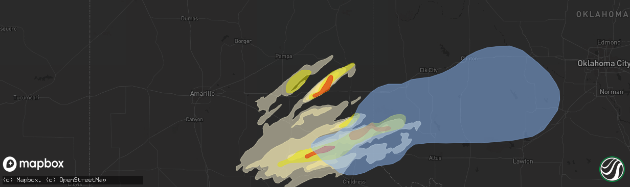 Hail map in Mclean, TX on February 26, 2023