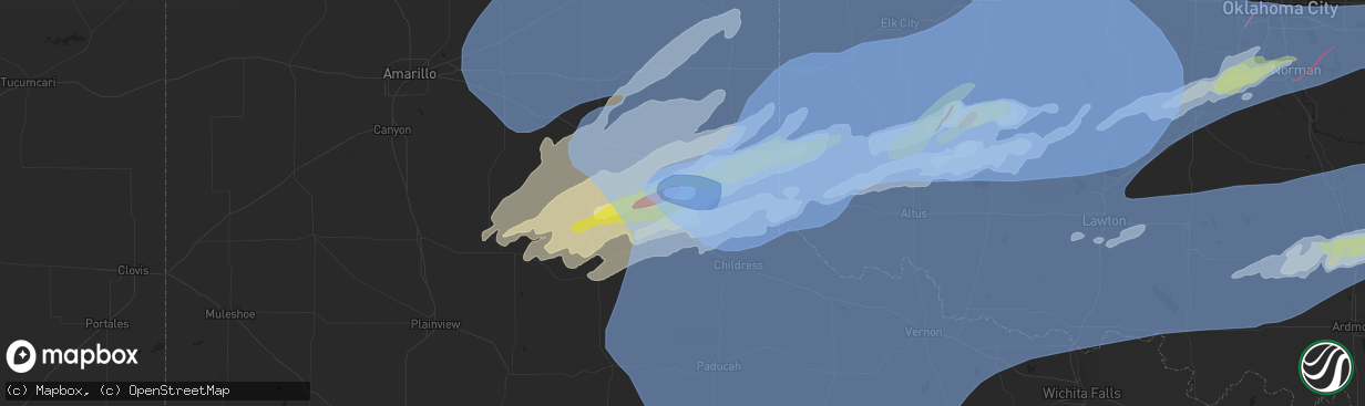 Hail map in Memphis, TX on February 26, 2023