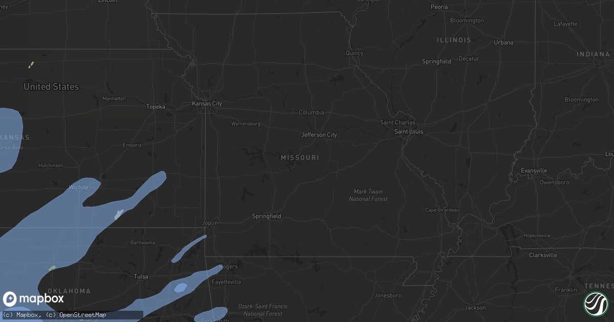 Hail map in Missouri on February 26, 2023