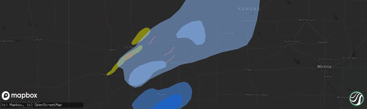 Hail map in Ness City, KS on February 26, 2023