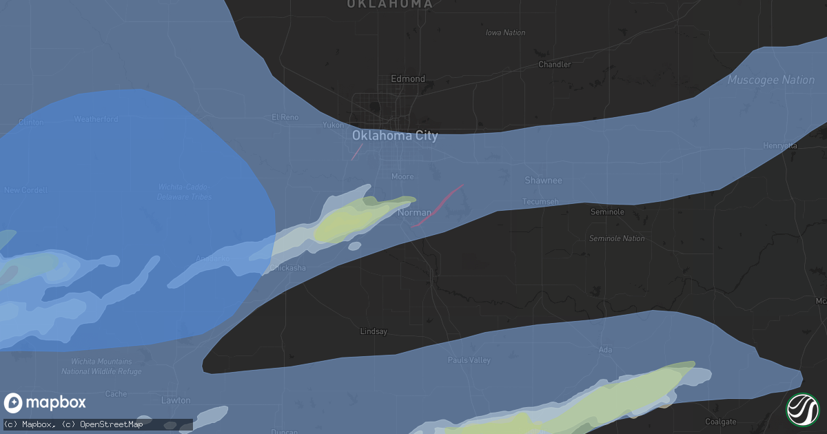 Hail map in Norman, OK on February 26, 2023