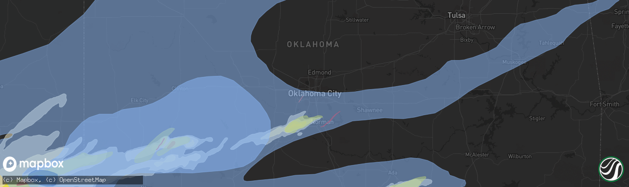 Hail map in Oklahoma City, OK on February 26, 2023