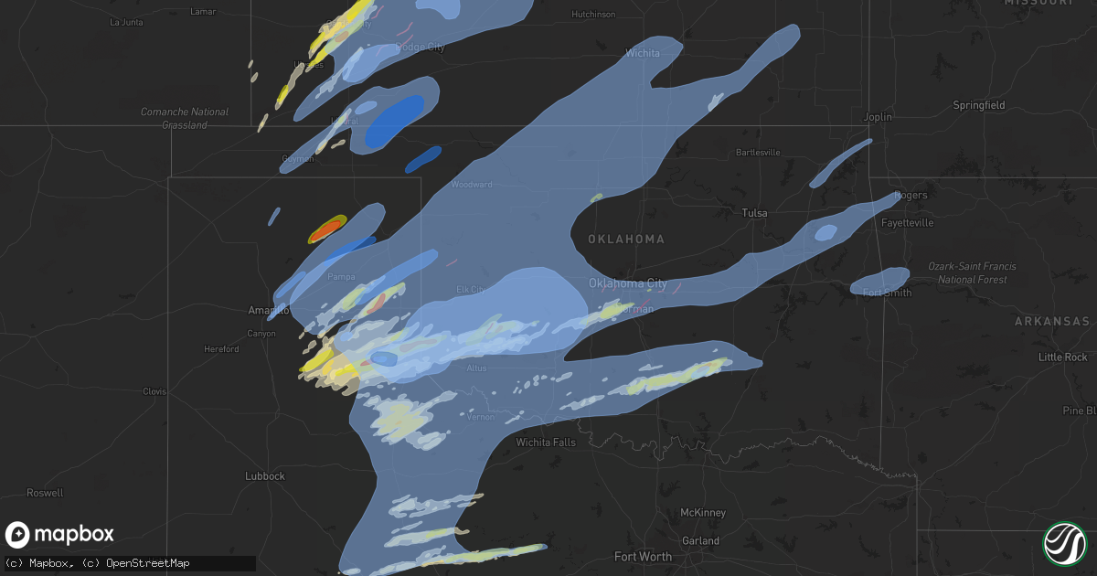 Hail map in Oklahoma on February 26, 2023