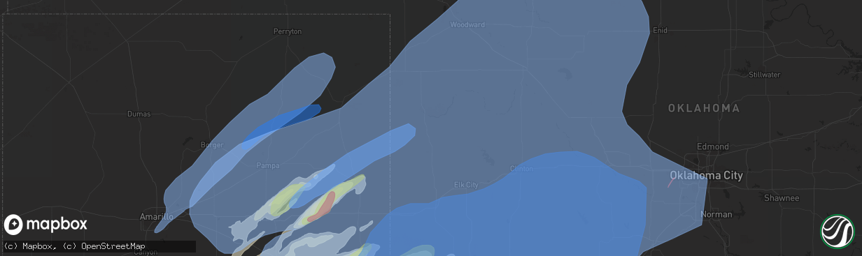 Hail map in Pampa, TX on February 26, 2023