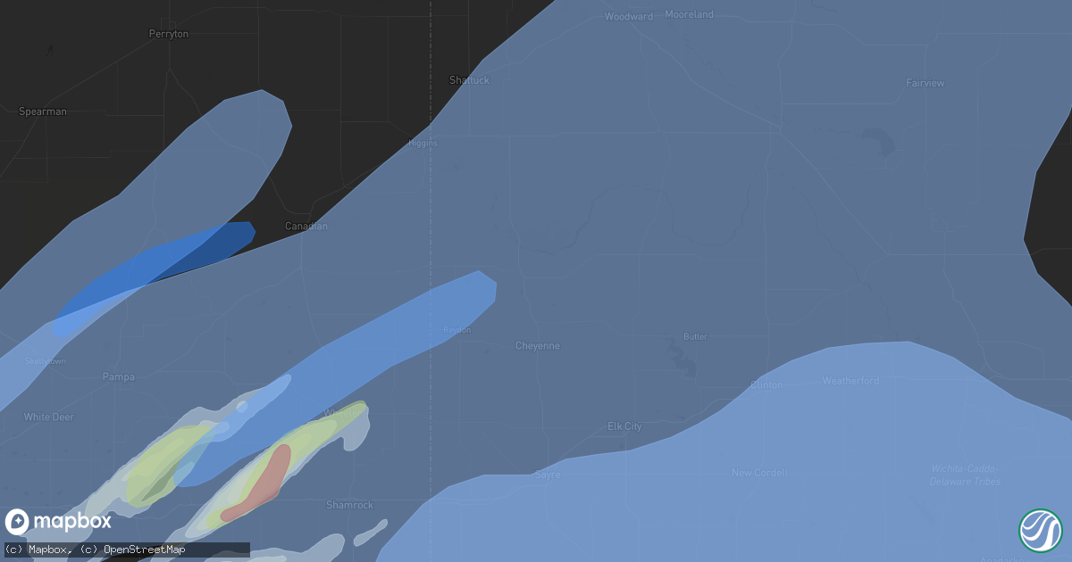 Hail map in Pampa, TX on February 26, 2023