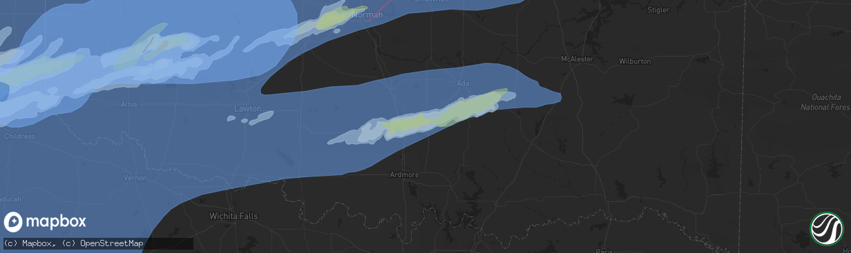 Hail map in Sulphur, OK on February 26, 2023