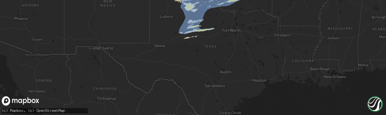 Hail map in Texas on February 26, 2023