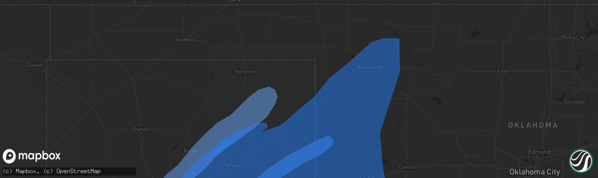 Hail map in Vernon, TX on February 26, 2023