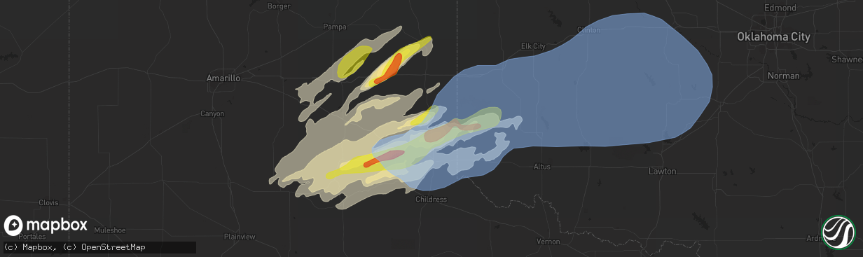 Hail map in Wellington, TX on February 26, 2023