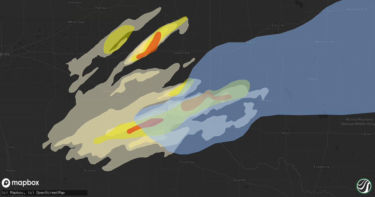 Hail map in Wellington, TX on February 26, 2023