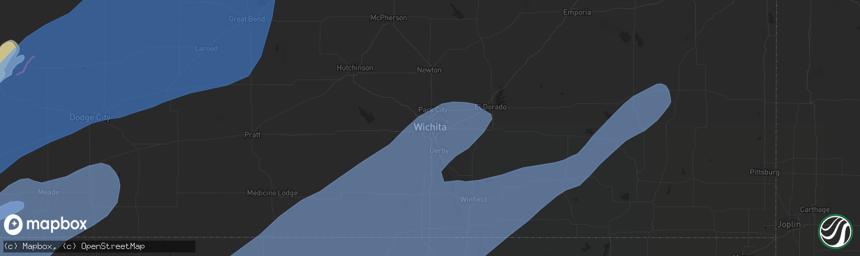 Hail map in Wichita, KS on February 26, 2023