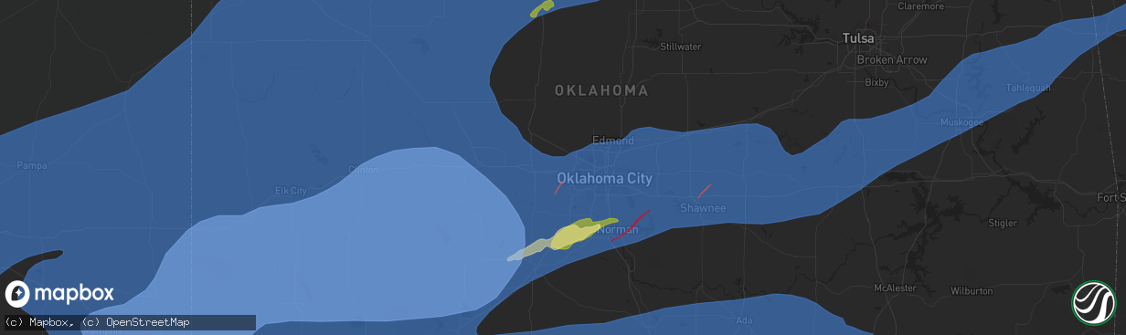 Hail map in Yukon, OK on February 26, 2023