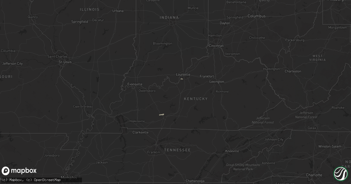 Hail map in Kentucky on February 26, 2024