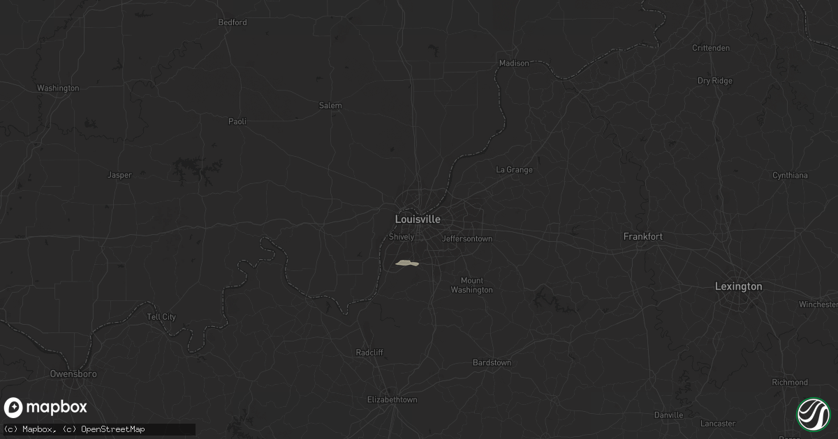 Hail map in Louisville, KY on February 26, 2024