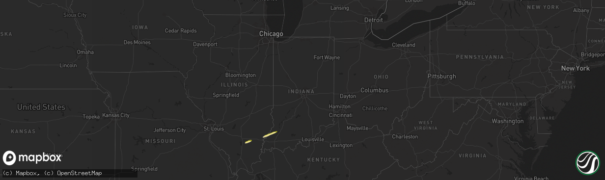 Hail map in Indiana on February 26, 2025