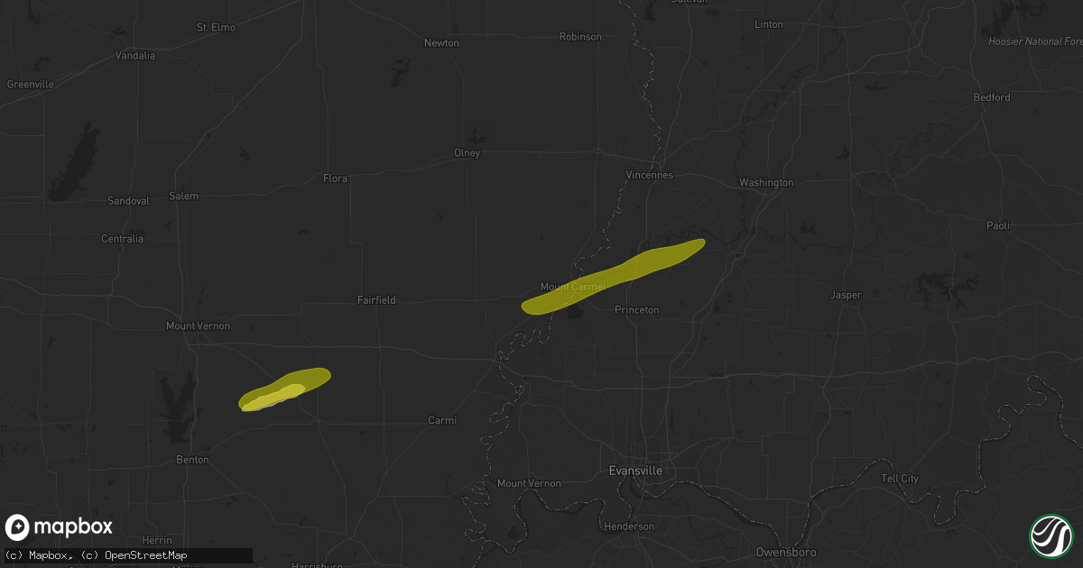 Hail map in Mount Carmel, IL on February 26, 2025