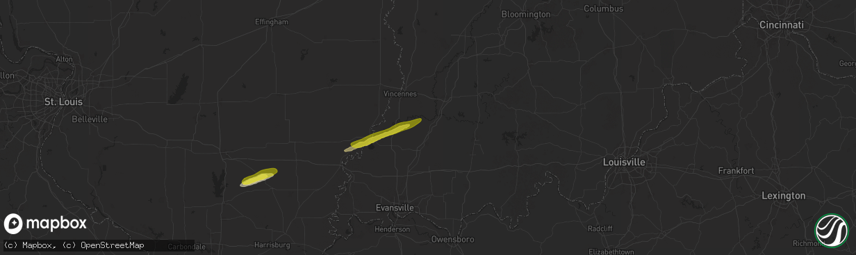 Hail map in Petersburg, IN on February 26, 2025