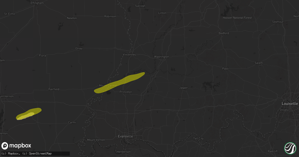 Hail map in Petersburg, IN on February 26, 2025
