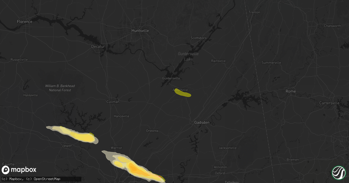Hail map in Albertville, AL on February 26, 2026