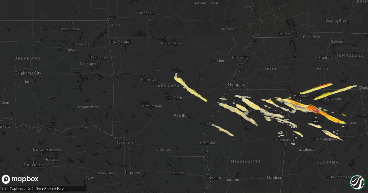 Hail map in Arkansas on February 26, 2026
