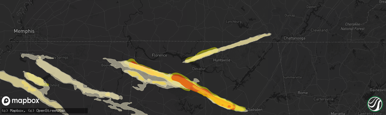 Hail map in Athens, AL on February 26, 2026
