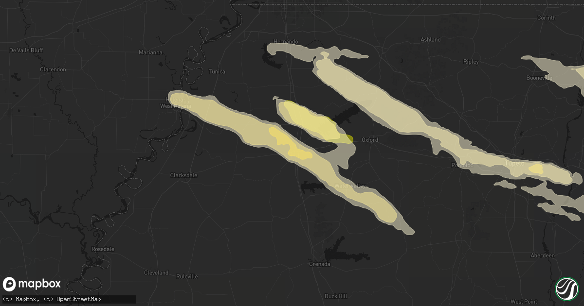 Hail map in Batesville, MS on February 26, 2026