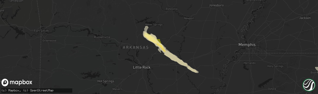 Hail map in Beebe, AR on February 26, 2026