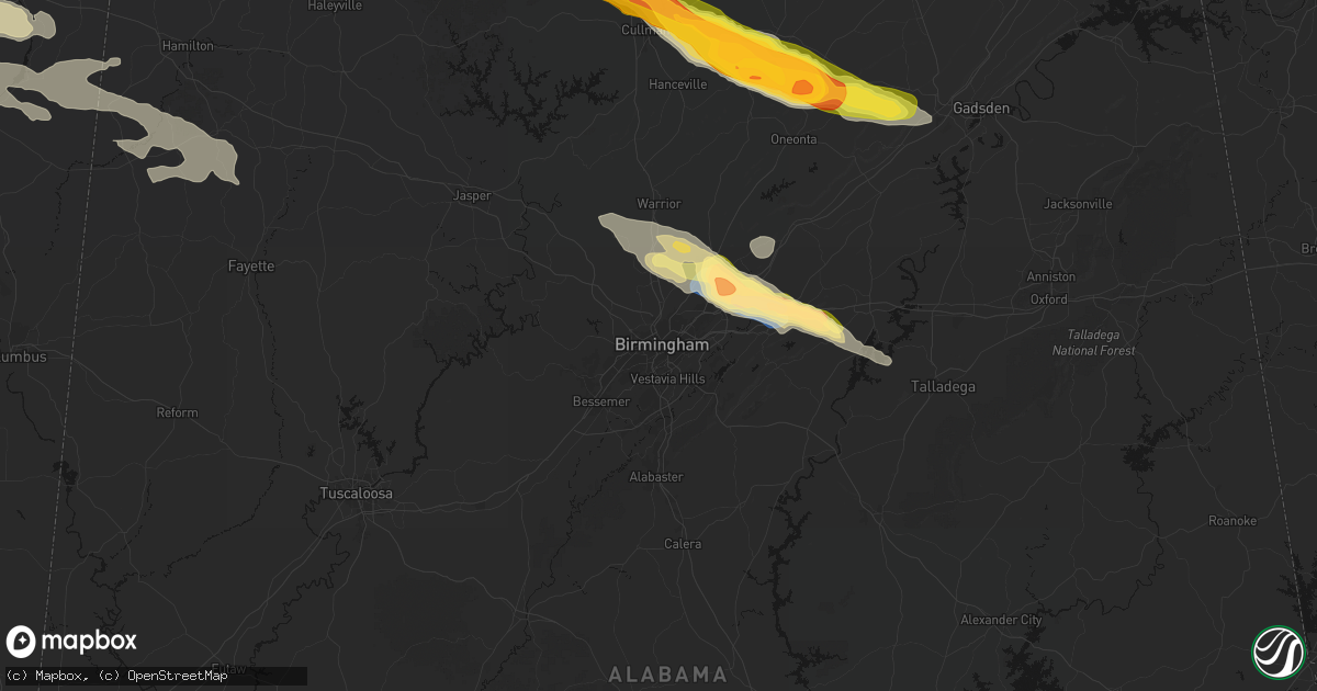 Hail map in Birmingham, AL on February 26, 2026