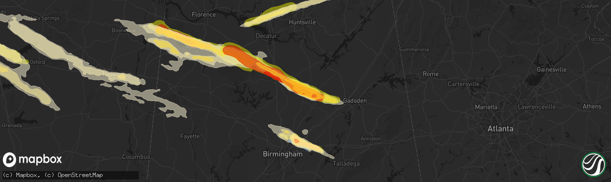 Hail map in Blountsville, AL on February 26, 2026